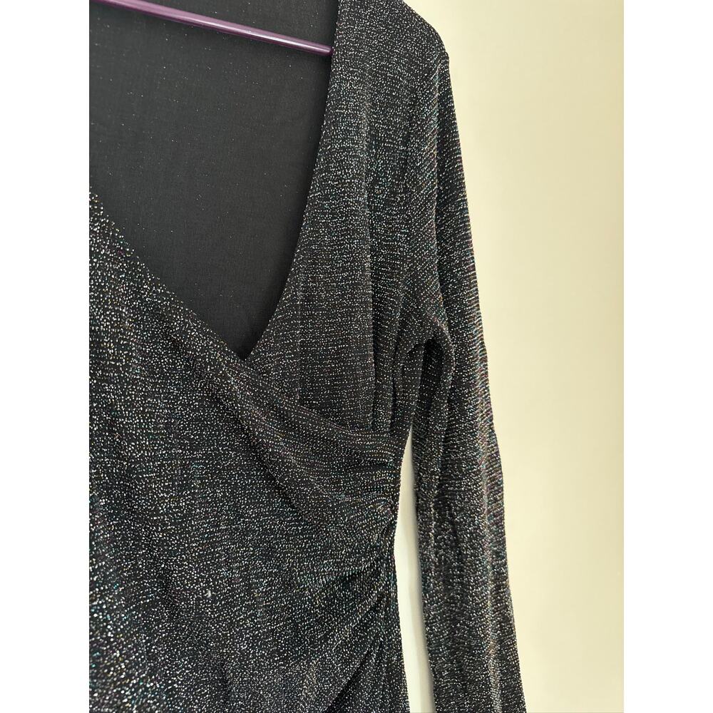 Akira Metallic Sparkle Glitter Glam Wrap Style Mini Party Dress Size, Large - Picture 8 of 8